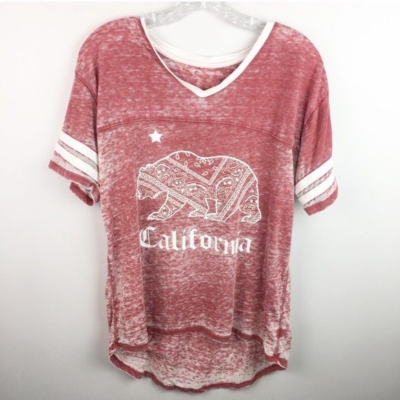 Tops - Red and white California burnout graphic tee